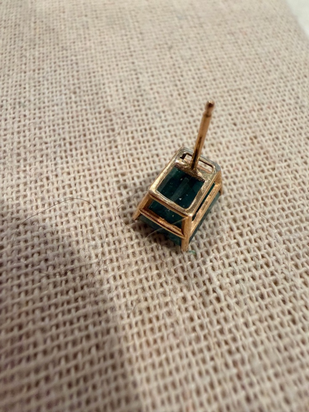 Vintage Emerald Cut Emerald 14K Stud Earrings Dark Green - Picture 11 of 12